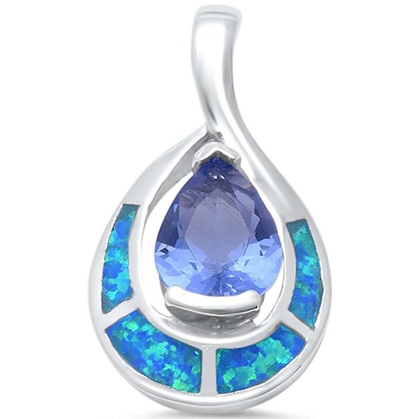 Created Simulated Tanzanite Sterling Pendant