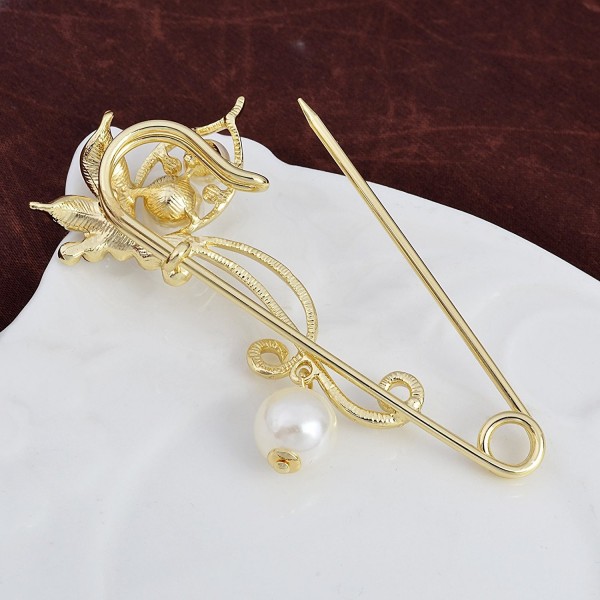 Crystal Butterfly Safety Pin Brooch with Pearl Pendant Cardigan Hat ...