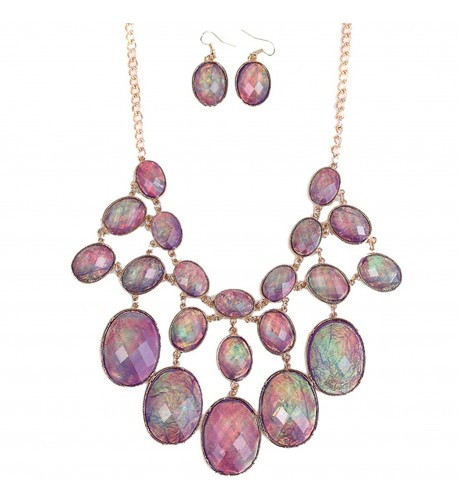 Luxury Purple Statement Necklace Earrings