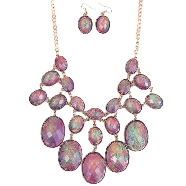 Luxury Purple Statement Necklace Earrings