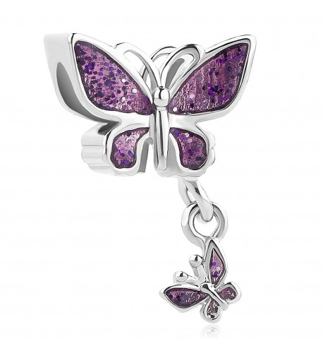 Heart Charms Butterfly Dangle Bracelets