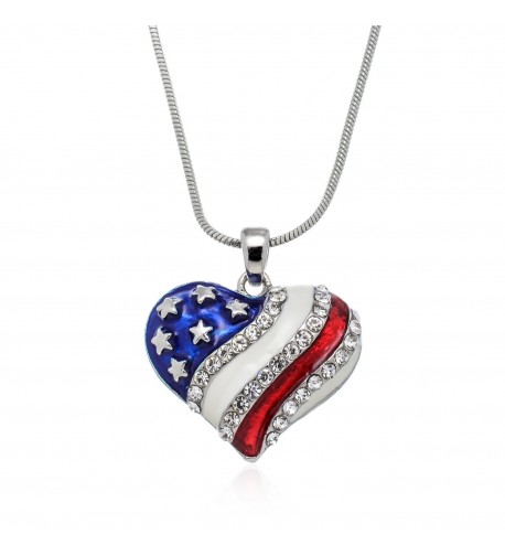 PammyJ Silvertone American Pendant Necklace