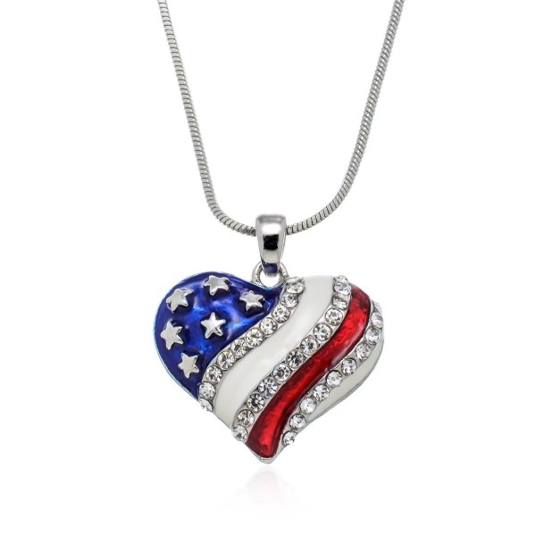 PammyJ Silvertone American Pendant Necklace