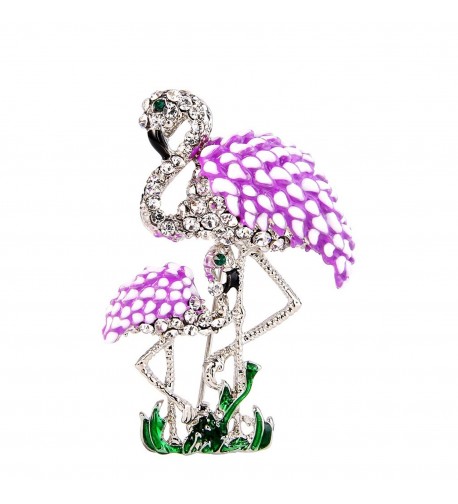 EVER FAITH Austrian Flamingo Silver Tone