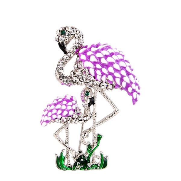 EVER FAITH Austrian Flamingo Silver Tone