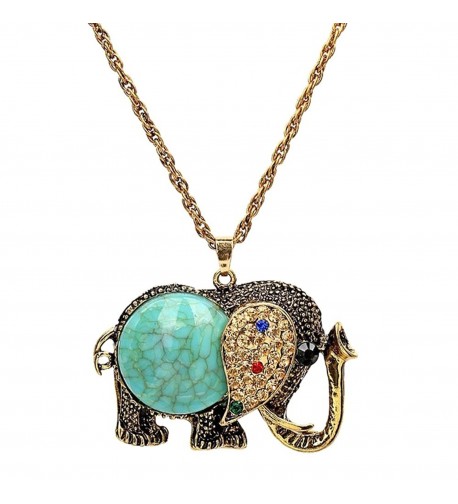 Elephant Pendant Vintage Sweater Necklace