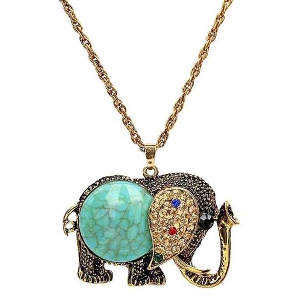 Elephant Pendant Vintage Sweater Necklace