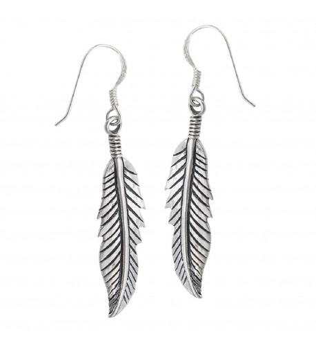 Sterling Silver Textured Feather Earrings