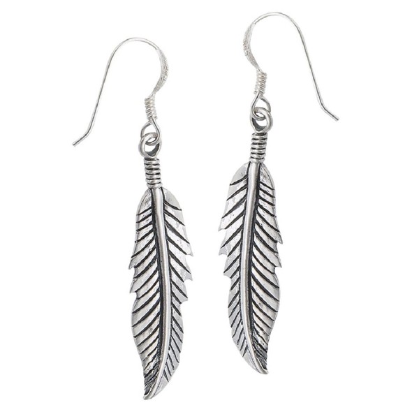 Sterling Silver Textured Feather Earrings