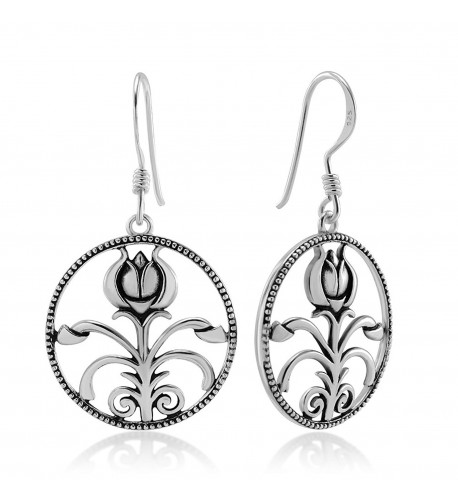 Oxidized Sterling Silver Flower Earrings