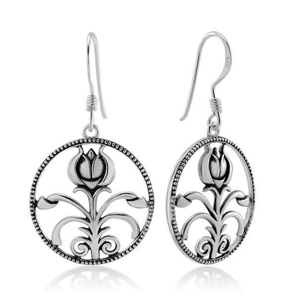 Oxidized Sterling Silver Flower Earrings