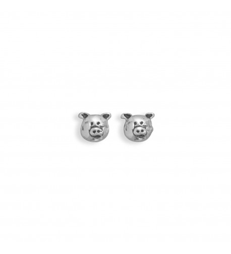 Piggy Face Earrings Sterling Silver