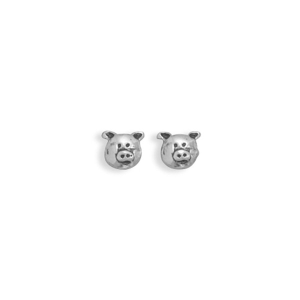 Piggy Face Earrings Sterling Silver