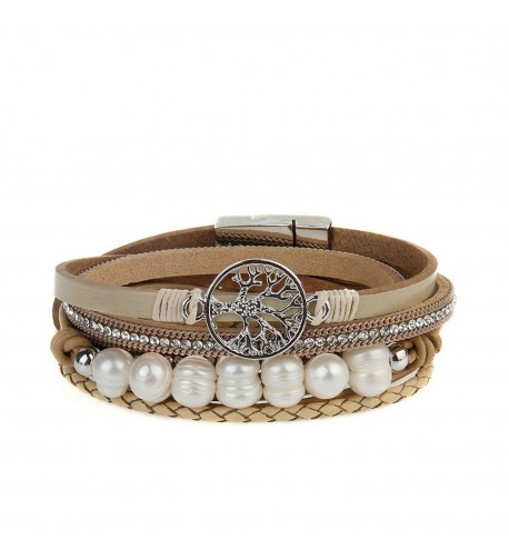 Jenia Leather Bracelet Pearl Wristband