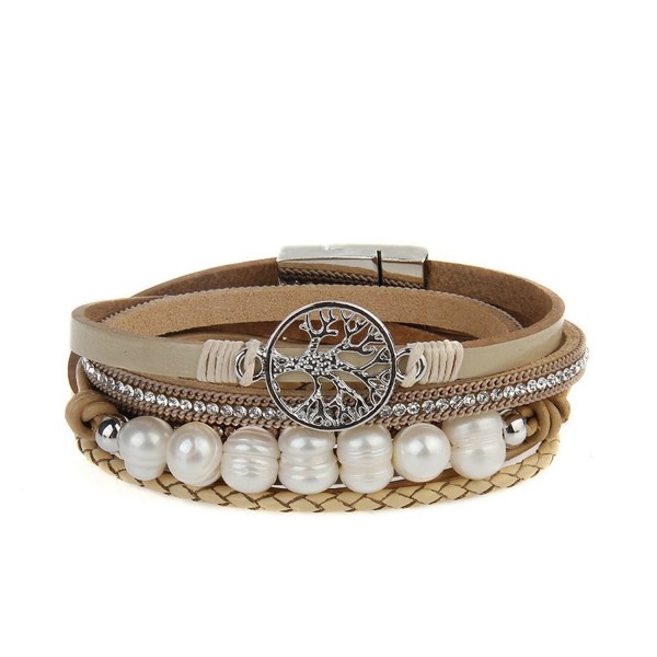 Jenia Leather Bracelet Pearl Wristband