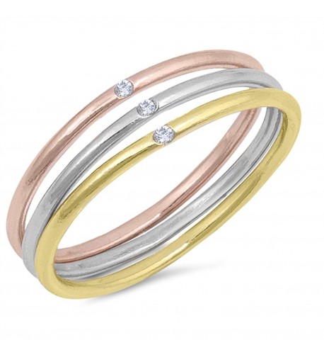 Gold Tone Clear Stackable Sterling Silver