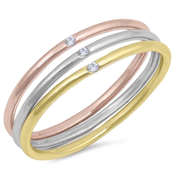 Gold Tone Clear Stackable Sterling Silver