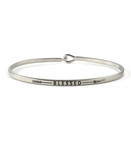 Blessed Inspirational Bangle Bracelet Rhodium