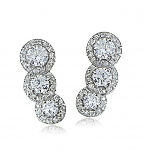 Sterling Zirconia Round cut Crawler Earrings