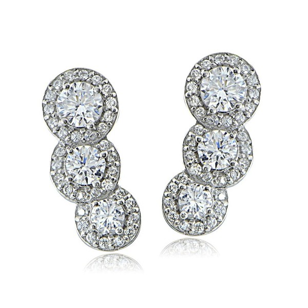 Sterling Zirconia Round cut Crawler Earrings