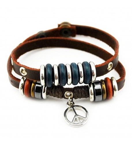 Unique Pendant Leather Adjustable Bracelet