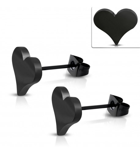 Black Stainless Steel Heart Earrings