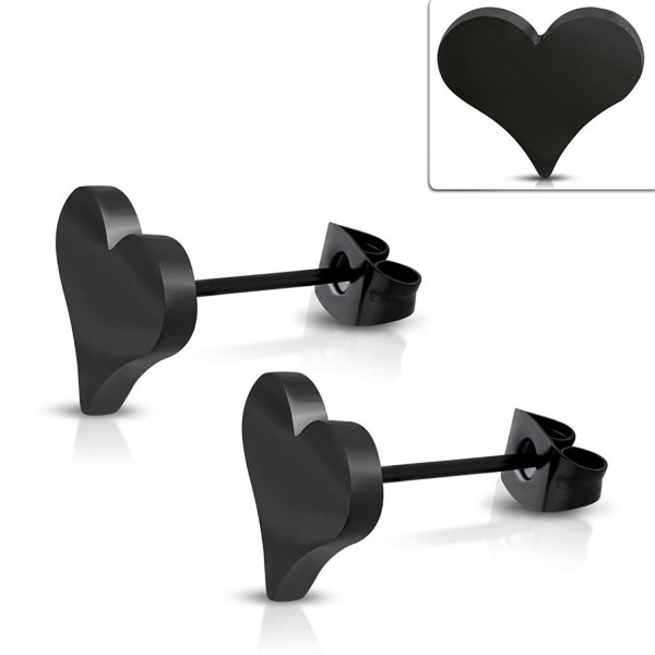 Black Stainless Steel Heart Earrings