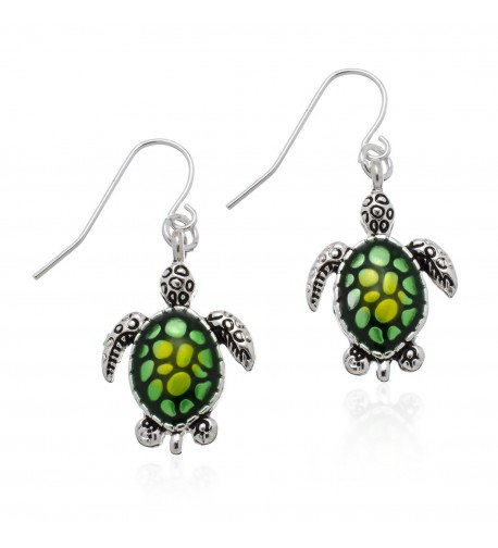 PammyJ Silvertone Turtle Dangle Earrings