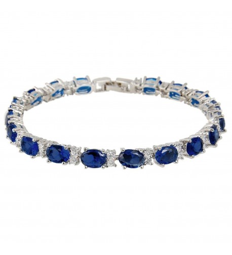 EVER FAITH Silver Tone Bracelet Sapphire