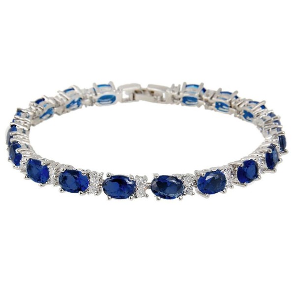 EVER FAITH Silver Tone Bracelet Sapphire