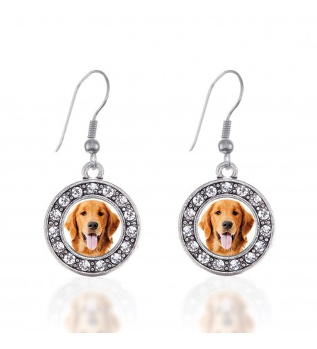 Golden Retriever Earrings Crystal Rhinestones