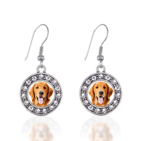 Golden Retriever Earrings Crystal Rhinestones