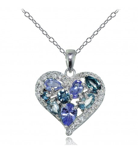 Sterling Tanzanite Aquamarine Cluster Necklace