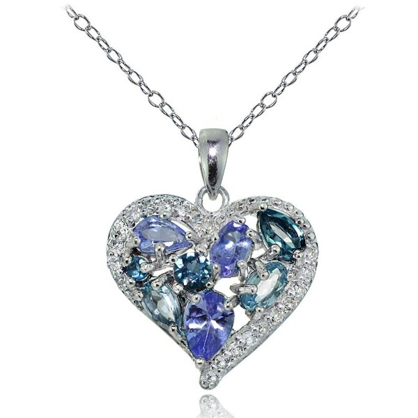 Sterling Tanzanite Aquamarine Cluster Necklace