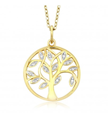 Yellow Sterling Diamond Pendant Necklace