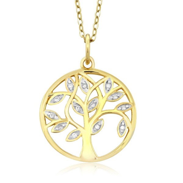 Yellow Sterling Diamond Pendant Necklace