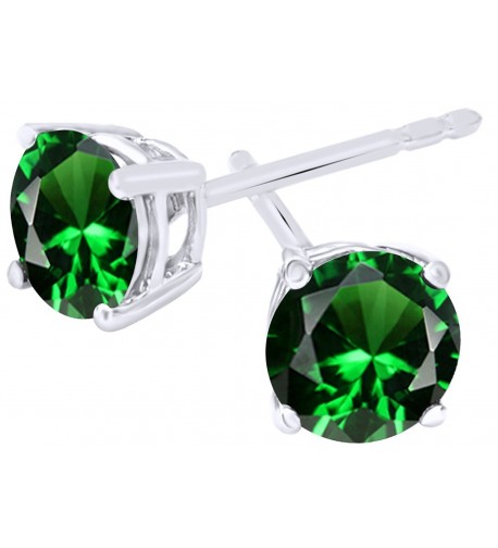 Simulated Emerald Earrings Sterling Silver
