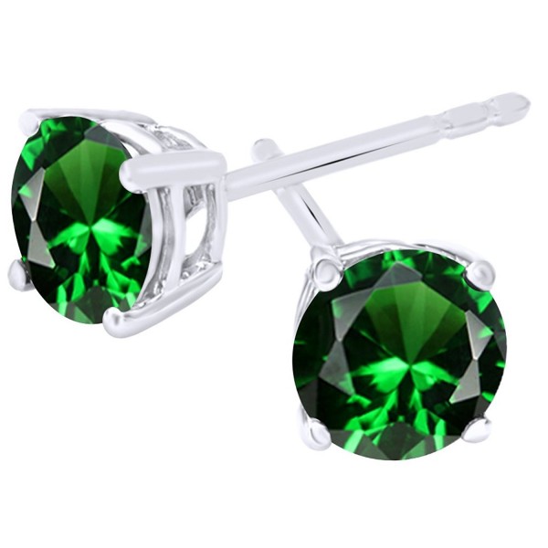 Simulated Emerald Earrings Sterling Silver