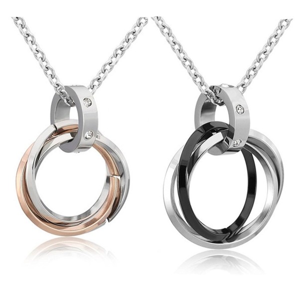 2pcs Couple Necklace Matching Set Ring Stainless steel necklace ...