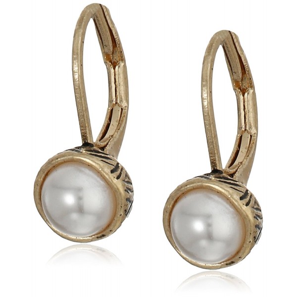 SAK Pearl Leverback Drop Earrings