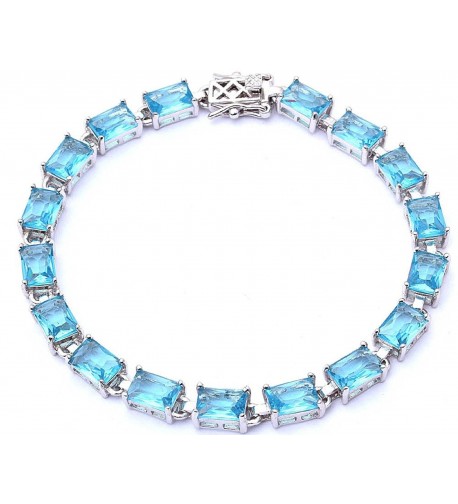 17 50ct Radiant Aquamarine Sterling Bracelet