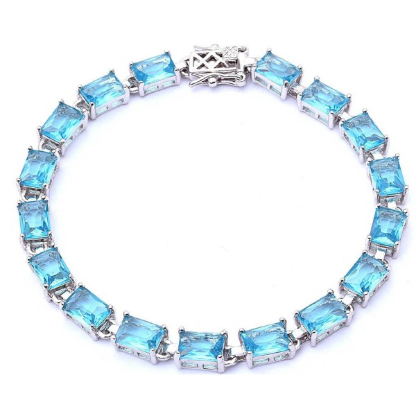 17 50ct Radiant Aquamarine Sterling Bracelet