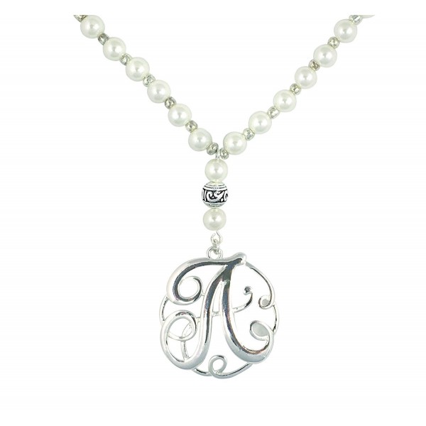 Monogram Silver Charm Glass Necklace