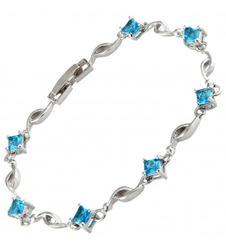 Square Simulated Aquamarine Plated Bracelet