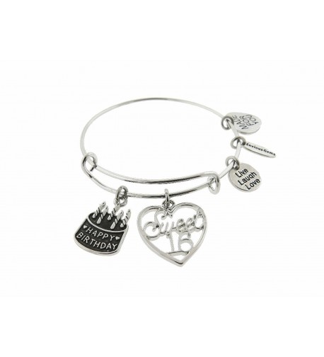 Happy Birthday Silver Expandable Bracelet