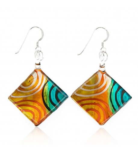 Sterling Painted Multi Colored Circles Earrings