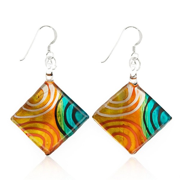 Sterling Painted Multi Colored Circles Earrings