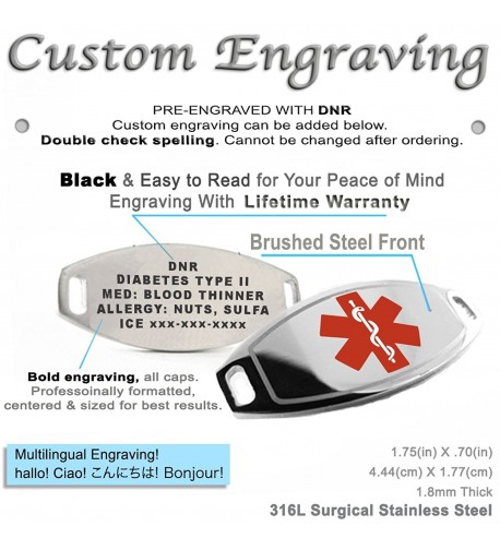 Pre-Engraved /& Customized Diabetes Type II ID Bracelet My Identity Doctor Red Millefiori Glass Black