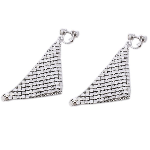 Latigerf Silver tone Triangle Non Pierced Earring