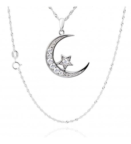 Sterling Zirconia Crescent Pendant Necklace